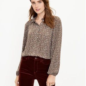 Loft Floral Henley Blouse XS